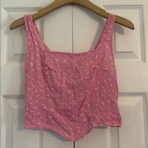 Hollister Pink Floral Smocked Top